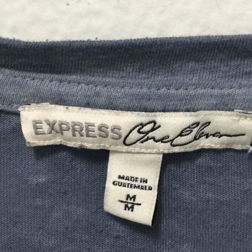 Express Low V-Neck WomensTee Shirt Denim Blue Sz M - Picture 4 of 9